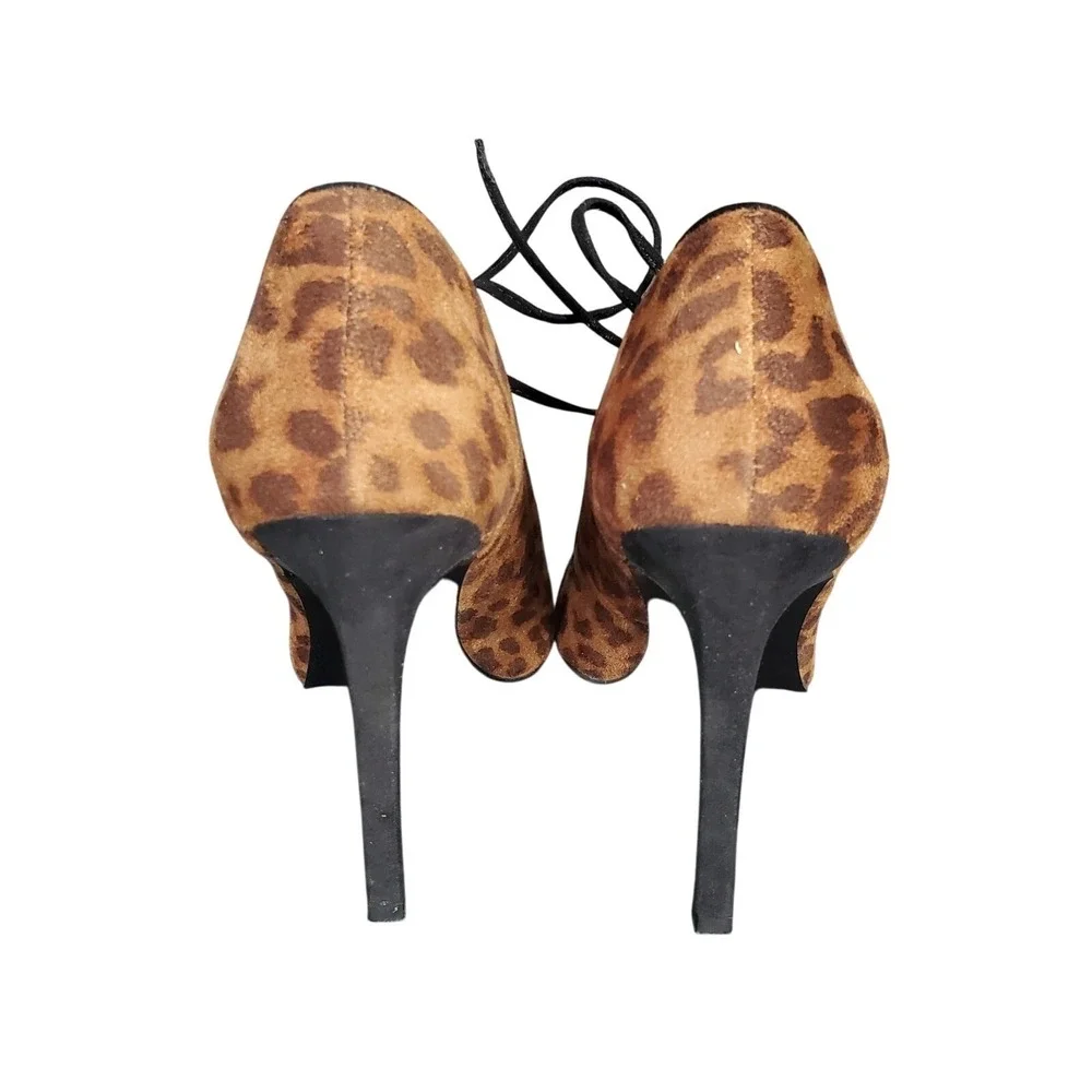 Nine West Sasafraso‎ Leopard Print Crisscross Stiletto Pumps Brown Black 8M